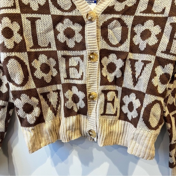 Ultra Flirt “Love” Brown Cardigan - Picture 3 of 5